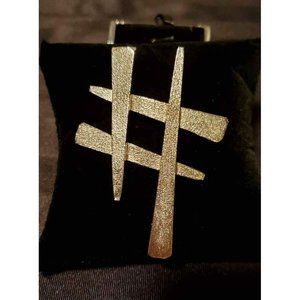 Celebrity NY Silver Tone Modernist Brooch Pin Hashtag Pound Sign Nu